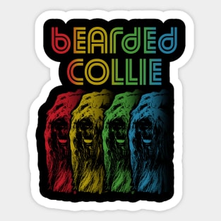 Cool Retro Groovy Bearded Collie Dog Sticker